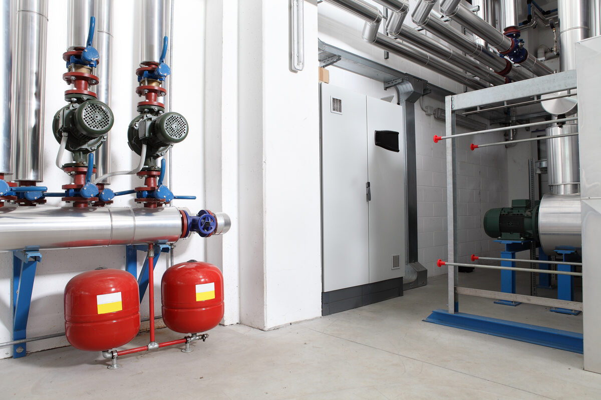 Plant room pumps and vessels